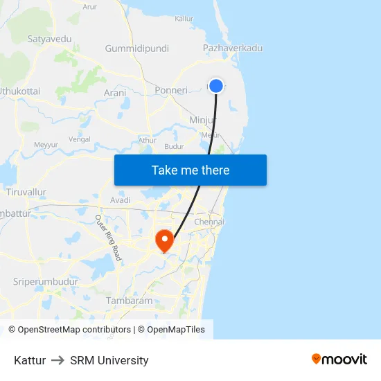 Kattur to SRM University map