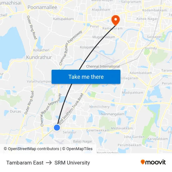 Tambaram East to SRM University map