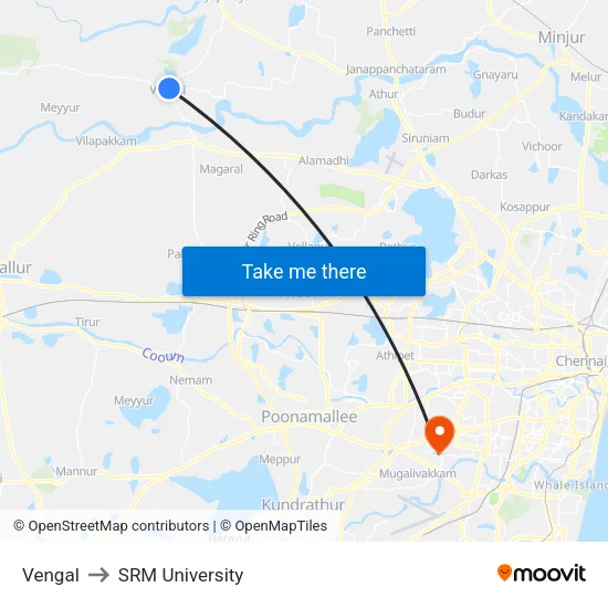Vengal to SRM University map