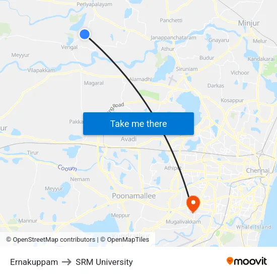 Ernakuppam to SRM University map