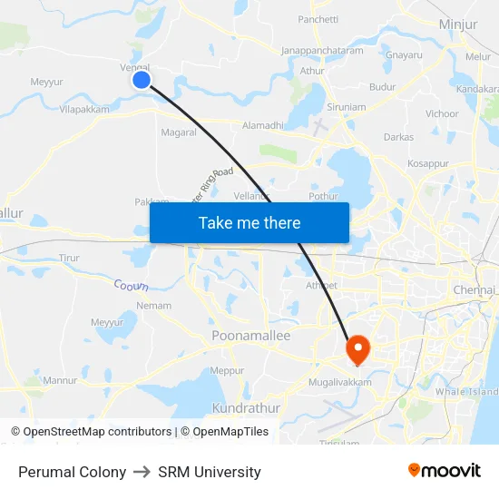 Perumal Colony to SRM University map