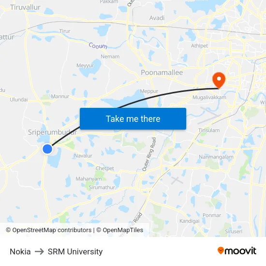 Nokia to SRM University map