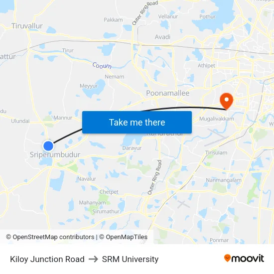 Kiloy Junction Road to SRM University map