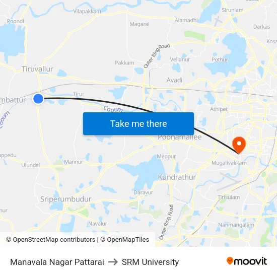 Manavala Nagar Pattarai to SRM University map