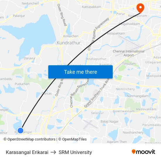 Karasangal Erikarai to SRM University map