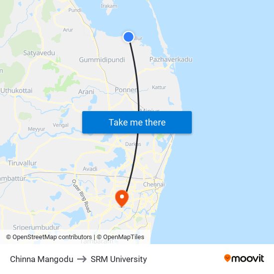 Chinna Mangodu to SRM University map