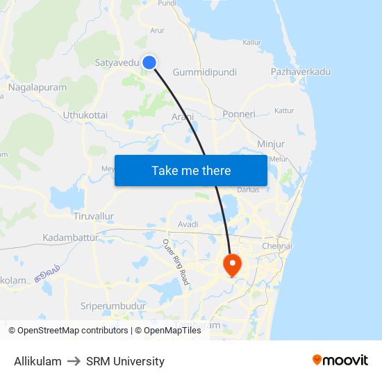 Allikulam to SRM University map