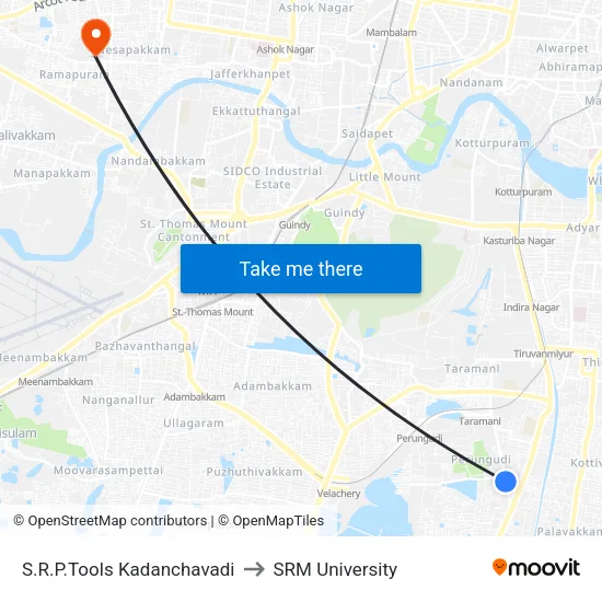 S.R.P.Tools Kadanchavadi to SRM University map