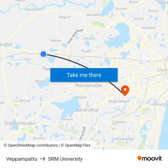 Veppampattu to SRM University map