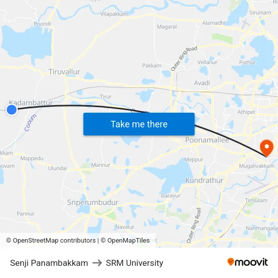 Senji Panambakkam to SRM University map