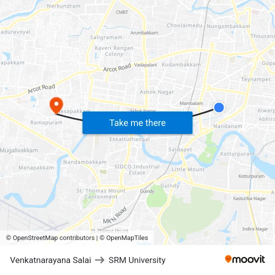 Venkatnarayana Salai to SRM University map