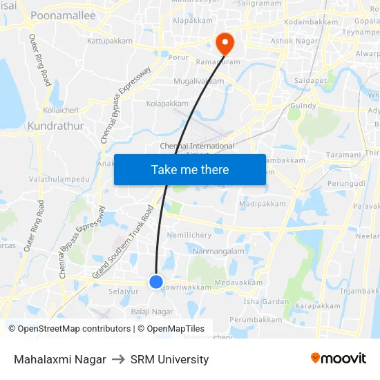 Mahalaxmi Nagar to SRM University map