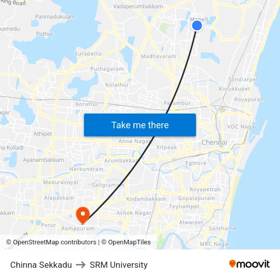 Chinna Sekkadu to SRM University map