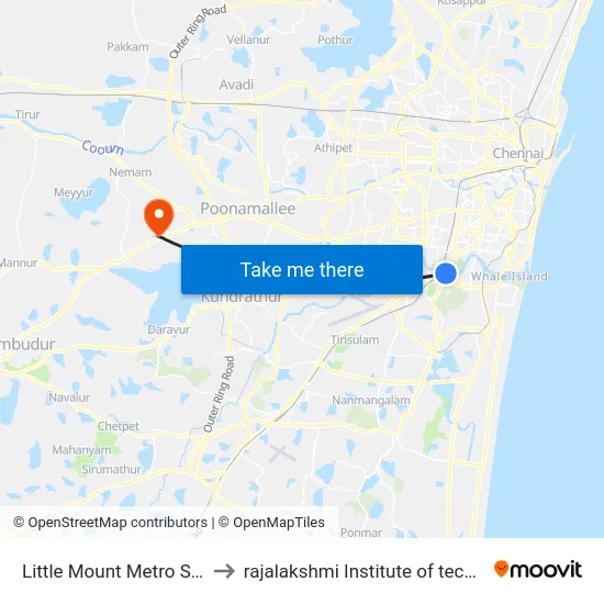 Little Mount Metro Station to rajalakshmi Institute of technology map