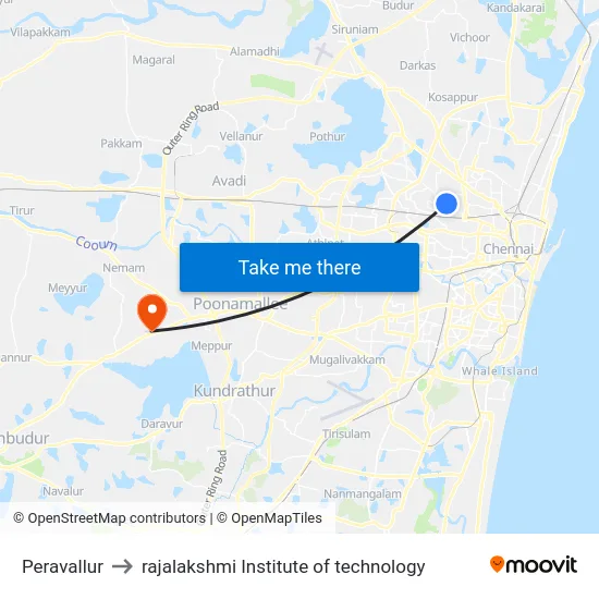Peravallur to rajalakshmi Institute of technology map