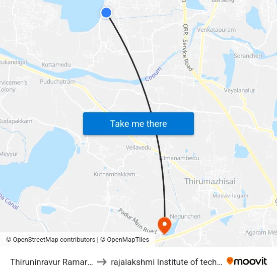 Thiruninravur Ramar Kovil to rajalakshmi Institute of technology map