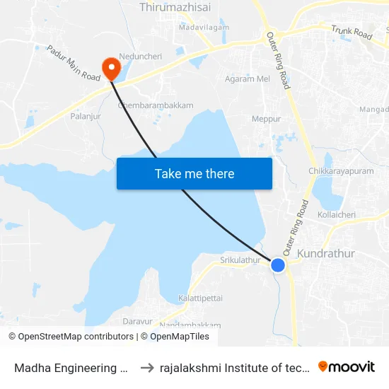 Madha Engineering College to rajalakshmi Institute of technology map