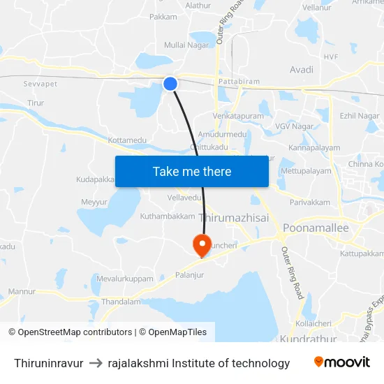 Thiruninravur to rajalakshmi Institute of technology map