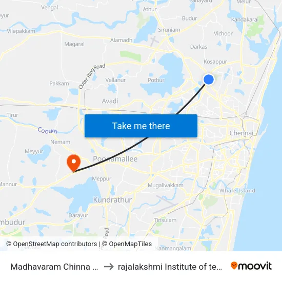 Madhavaram Chinna Bypass to rajalakshmi Institute of technology map