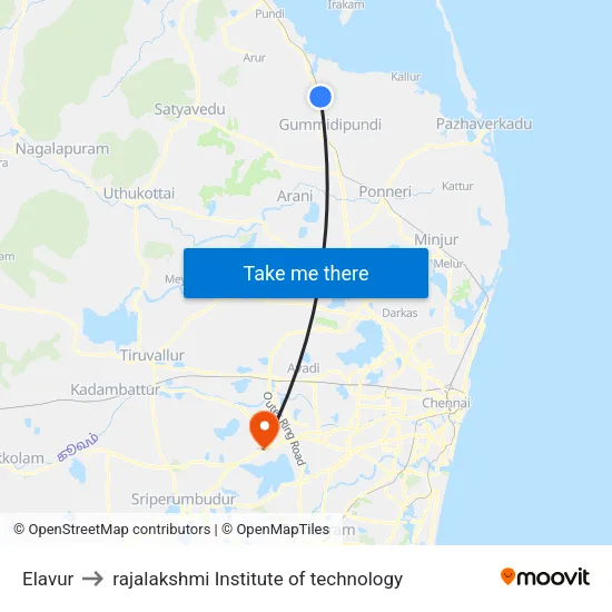 Elavur to rajalakshmi Institute of technology map