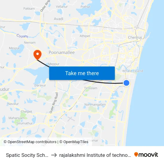 Spatic Socity School to rajalakshmi Institute of technology map
