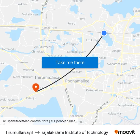 Tirumullaivayil to rajalakshmi Institute of technology map