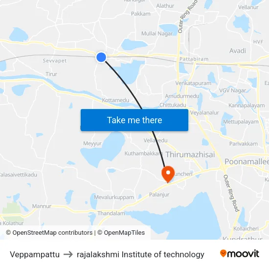 Veppampattu to rajalakshmi Institute of technology map