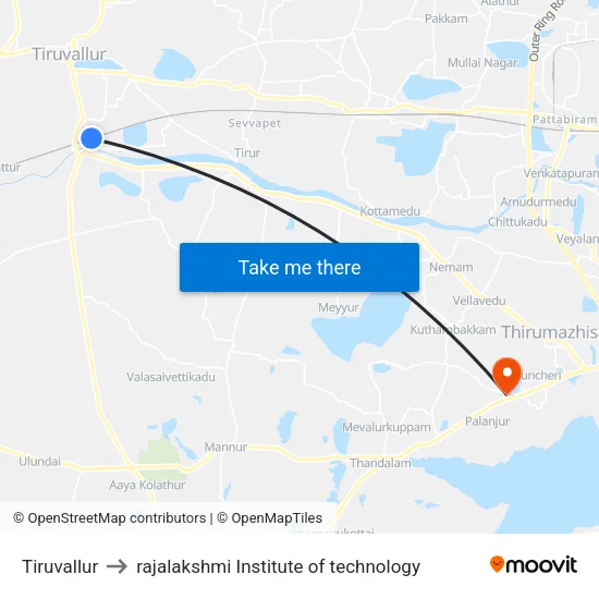 Tiruvallur to rajalakshmi Institute of technology map