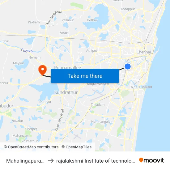 Mahalingapuram to rajalakshmi Institute of technology map
