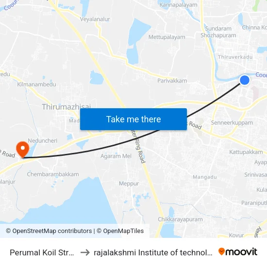 Perumal Koil Street to rajalakshmi Institute of technology map