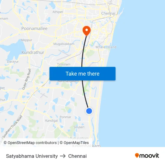 Satyabhama University to Chennai map