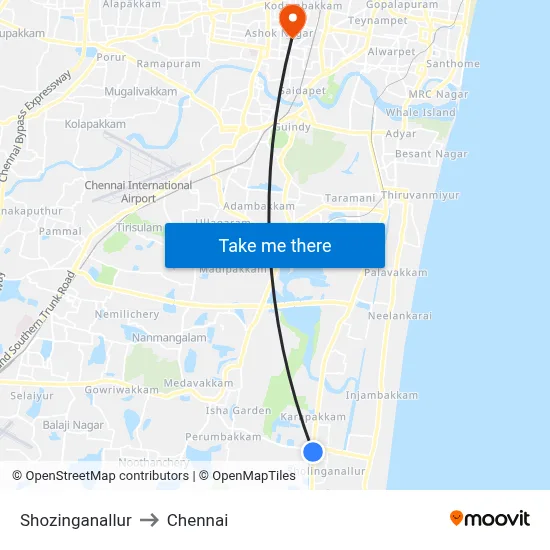 Shozinganallur to Chennai map