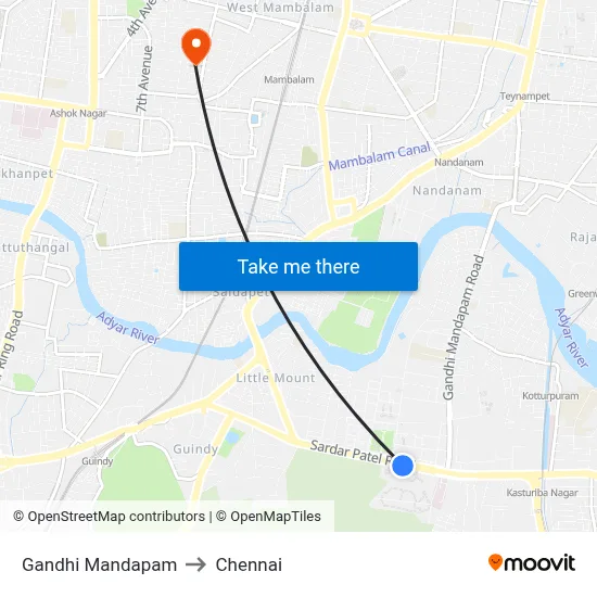 Gandhi Mandapam to Chennai map