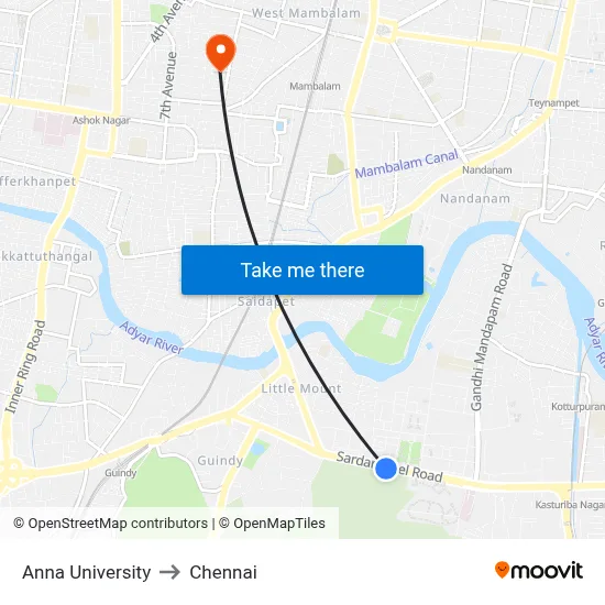 Anna University to Chennai map