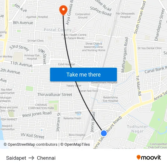 Saidapet to Chennai map