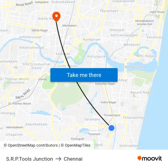 S.R.P.Tools Junction to Chennai map
