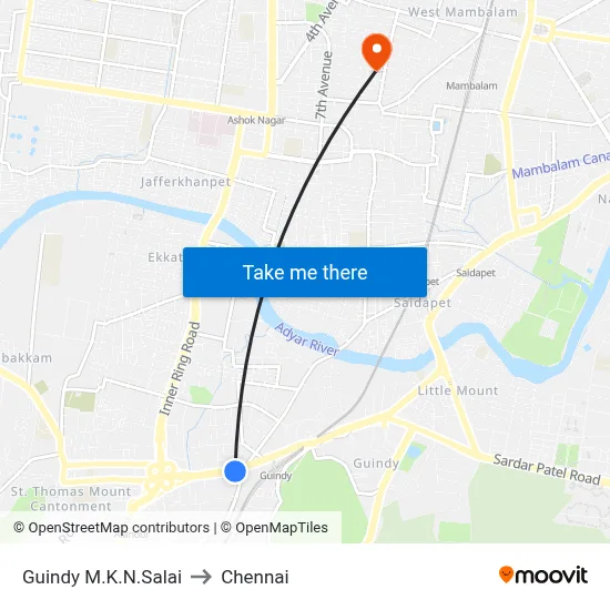 Guindy M.K.N.Salai to Chennai map