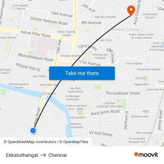 Ekkatuthangal to Chennai map