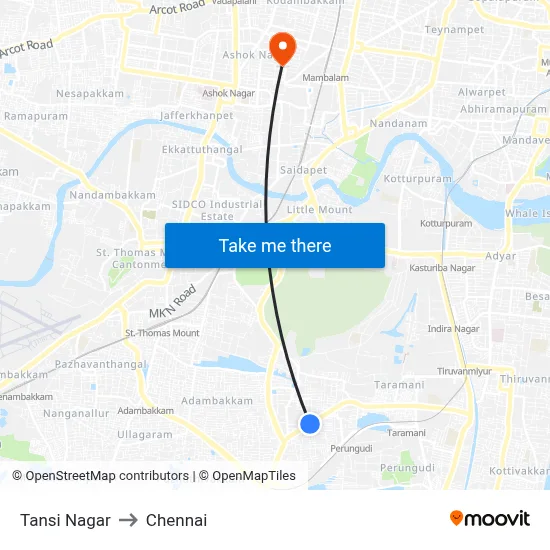 Tansi Nagar to Chennai map