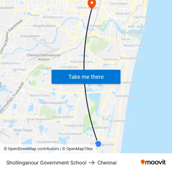Shollinganour Government School to Chennai map