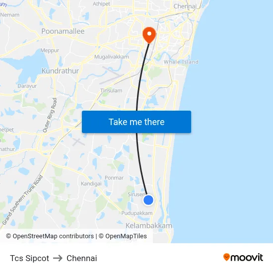 Tcs Sipcot to Chennai map