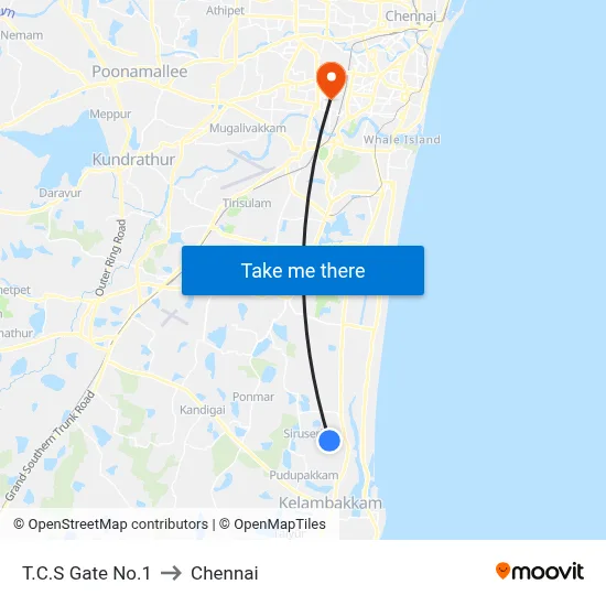T.C.S Gate No.1 to Chennai map