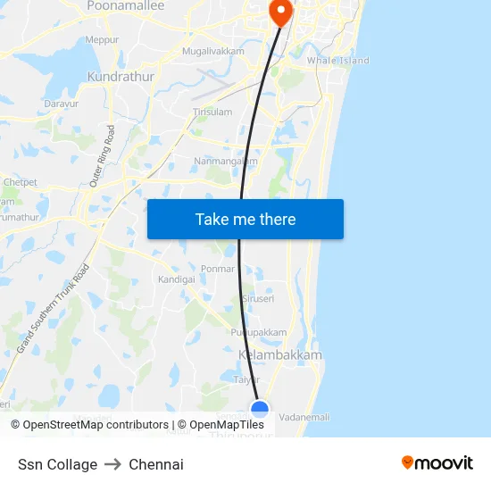 Ssn Collage to Chennai map