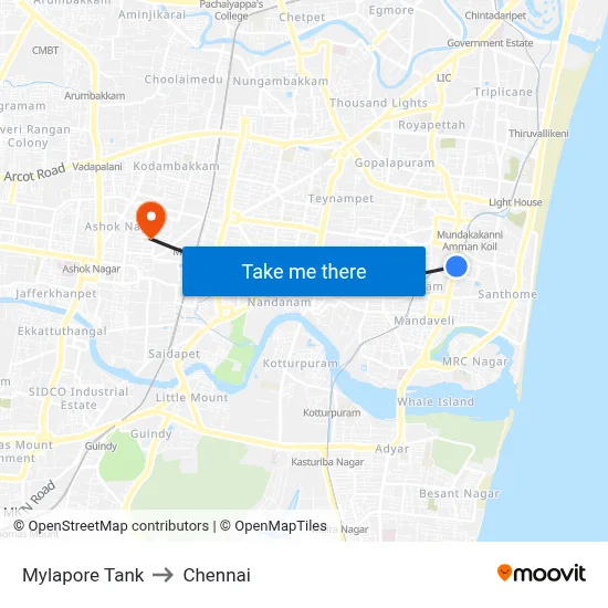 Mylapore Tank to Chennai map