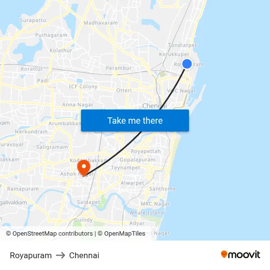 Royapuram to Chennai map
