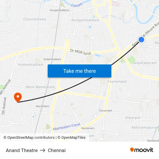Anand Theatre to Chennai map