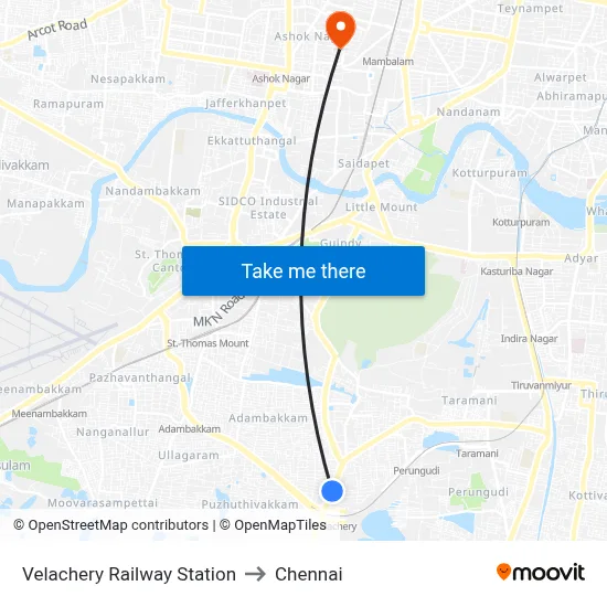 Velachery Railway Station to Chennai map