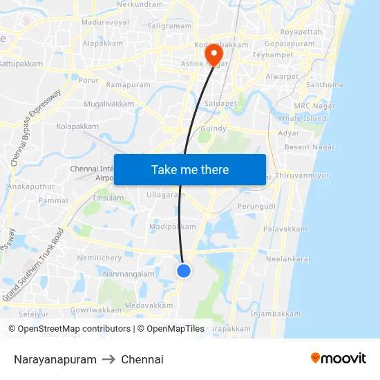 Narayanapuram to Chennai map