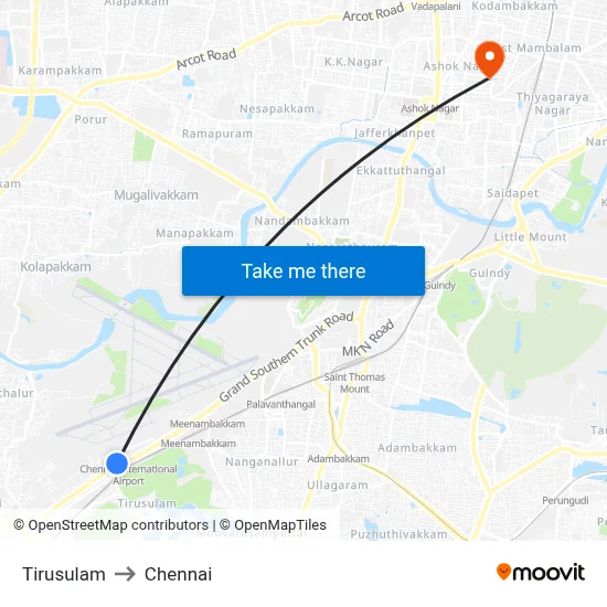 Tirusulam to Chennai map