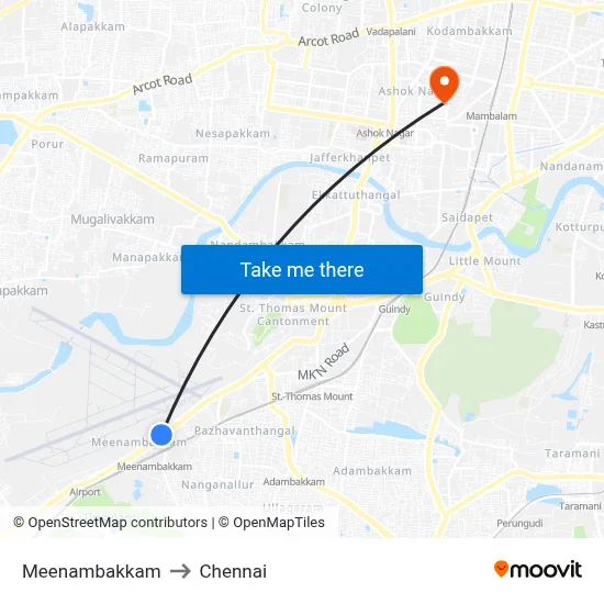 Meenambakkam to Chennai map